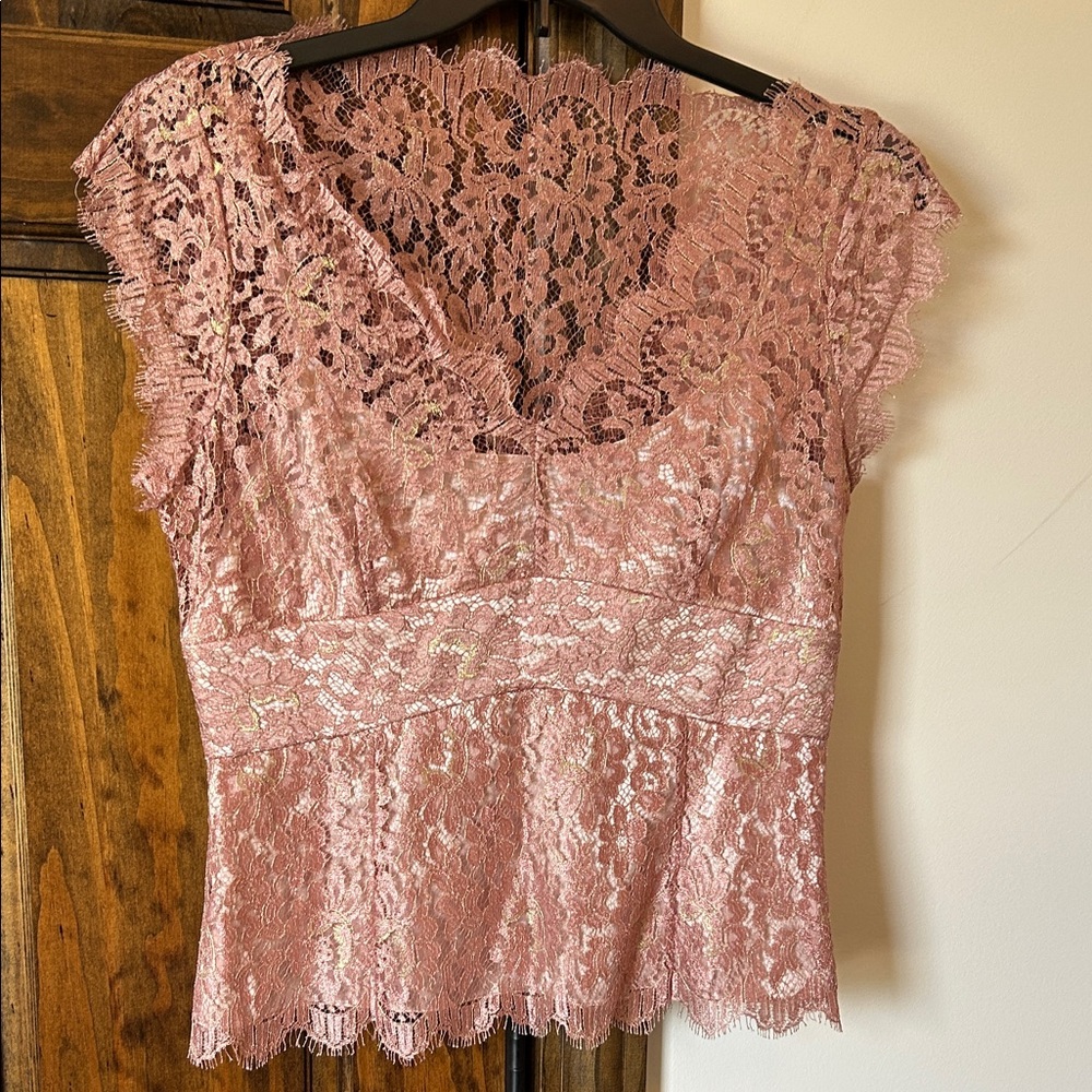 Ann Taylor Pink Lace Blouse
